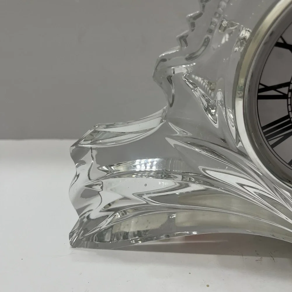 Vintage Shannon Crystal By Godinger Mantle Clock Clear Arched Sunburst 10.5x6.5